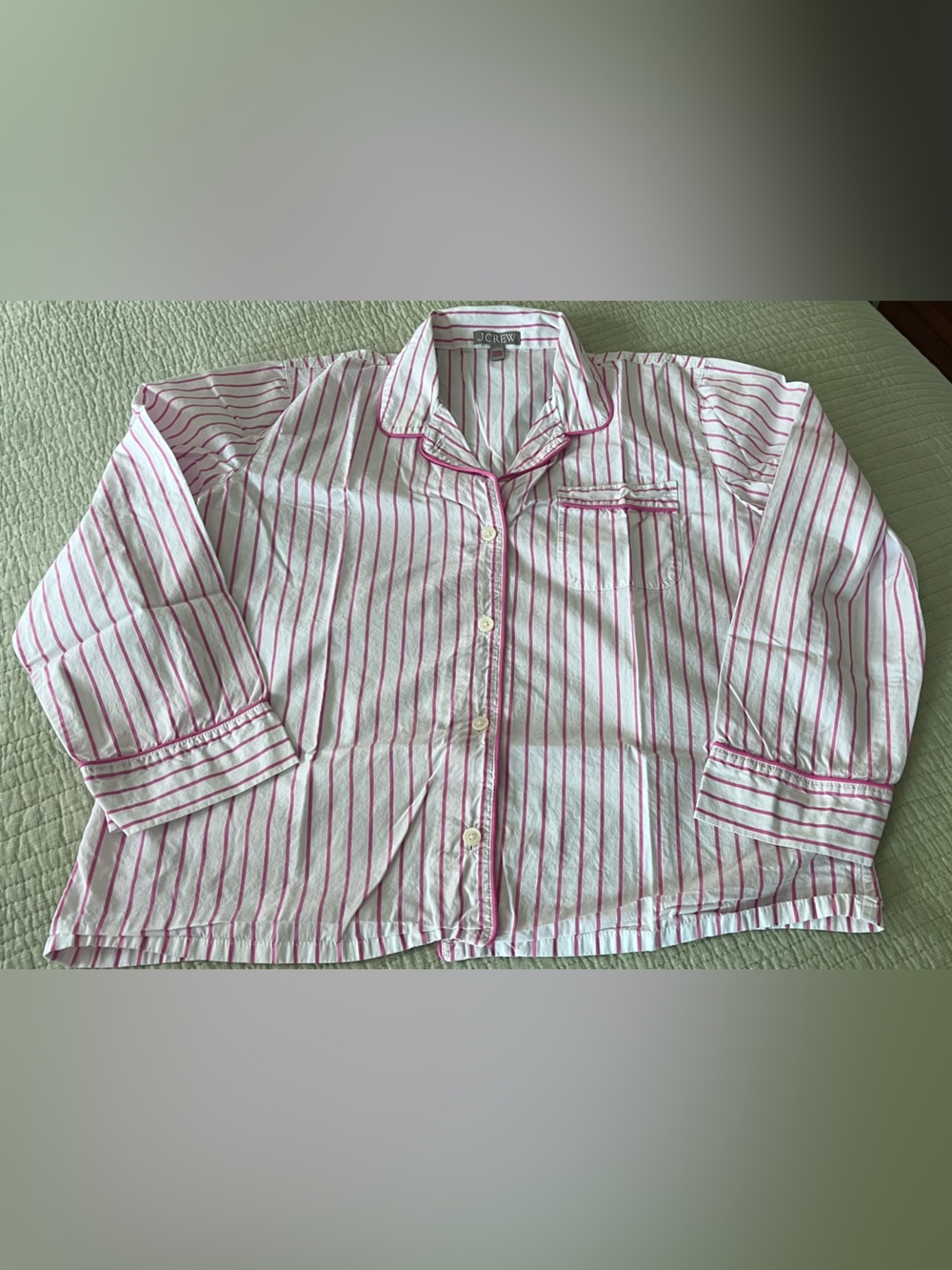 J. Crew White Pajama Set with Pink Stripes - Picture 3 of 10